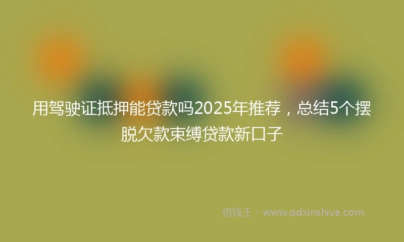 用驾驶证抵押能贷款吗2025年推荐，总结5个摆脱欠款束缚贷款新口子