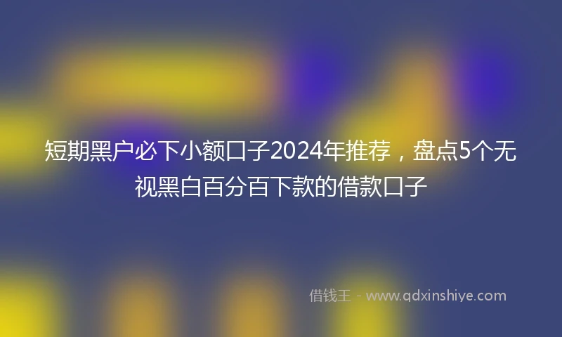 短期黑户必下小额口子2024年推荐，盘点5个无视黑白百分百下款的借款口子