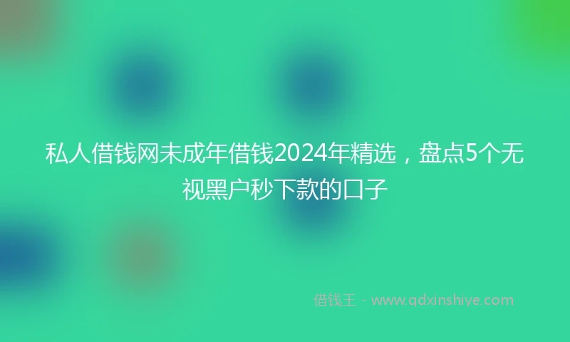 私人借钱网未成年借钱2024年精选，盘点5个无视黑户秒下款的口子