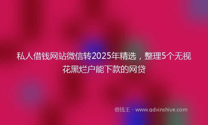 私人借钱网站微信转2025年精选，整理5个无视花黑烂户能下款的网贷