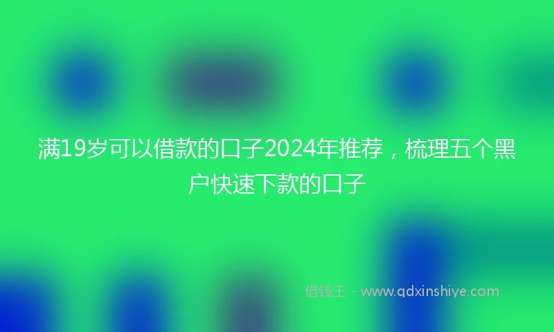 满19岁可以借款的口子2024年推荐，梳理五个黑户快速下款的口子