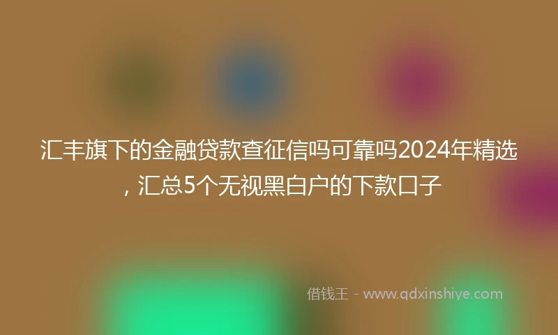 汇丰旗下的金融贷款查征信吗可靠吗2024年精选，汇总5个无视黑白户的下款口子