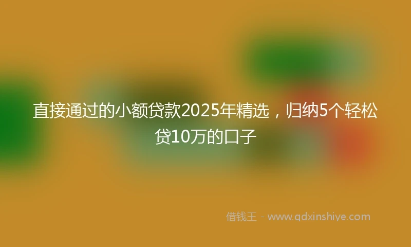 直接通过的小额贷款2025年精选，归纳5个轻松贷10万的口子