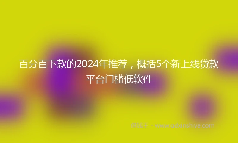 百分百下款的2024年推荐，概括5个新上线贷款平台门槛低软件