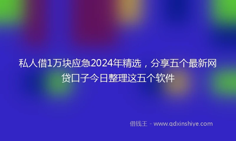 私人借1万块应急2024年精选，分享五个最新网贷口子今日整理这五个软件