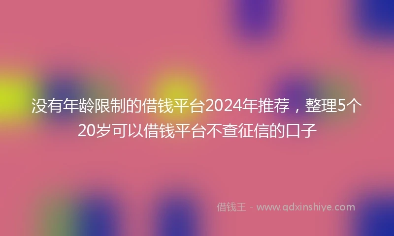 没有年龄限制的借钱平台2024年推荐，整理5个20岁可以借钱平台不查征信的口子