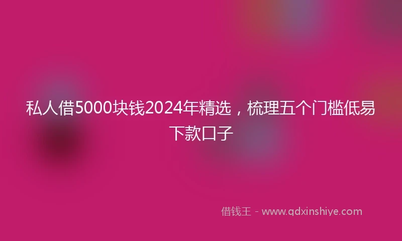 私人借5000块钱2024年精选，梳理五个门槛低易下款口子