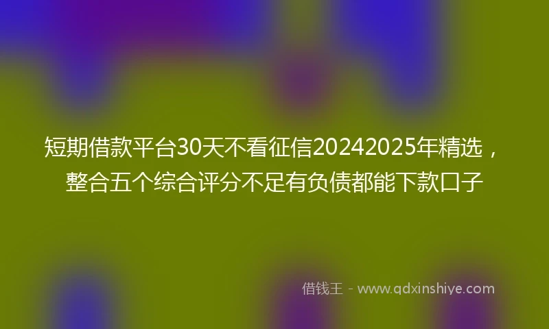 短期借款平台30天不看征信20242025年精选，整合五个综合评分不足有负债都能下款口子