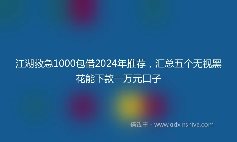 江湖救急1000包借2024年推荐，汇总五个无视黑花能下款一万元口子