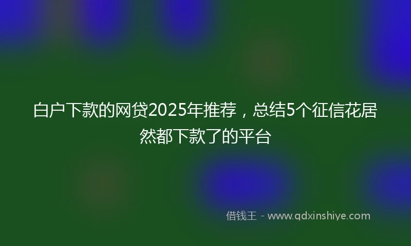 白户下款的网贷2025年推荐，总结5个征信花居然都下款了的平台