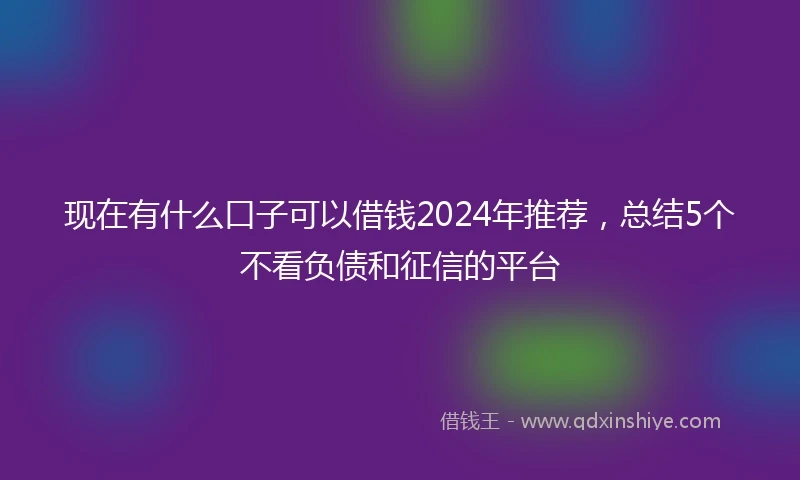 现在有什么口子可以借钱2024年推荐，总结5个不看负债和征信的平台