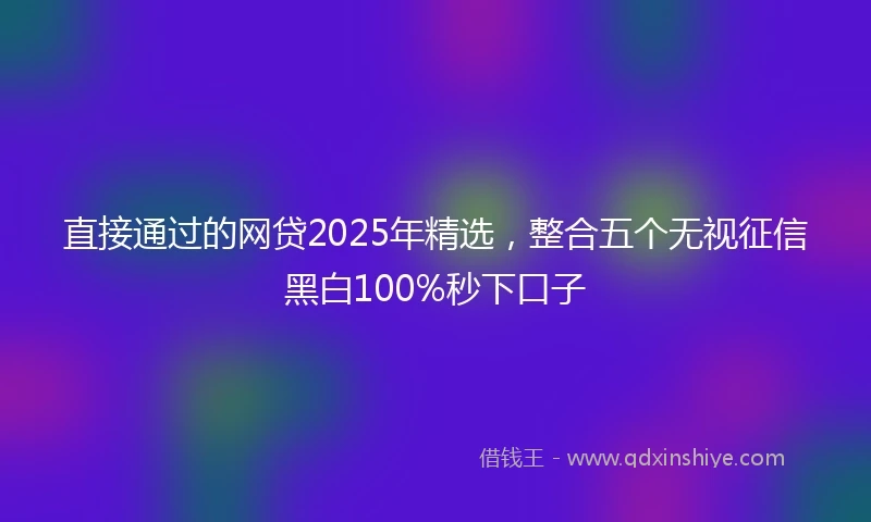 直接通过的网贷2025年精选，整合五个无视征信黑白100%秒下口子