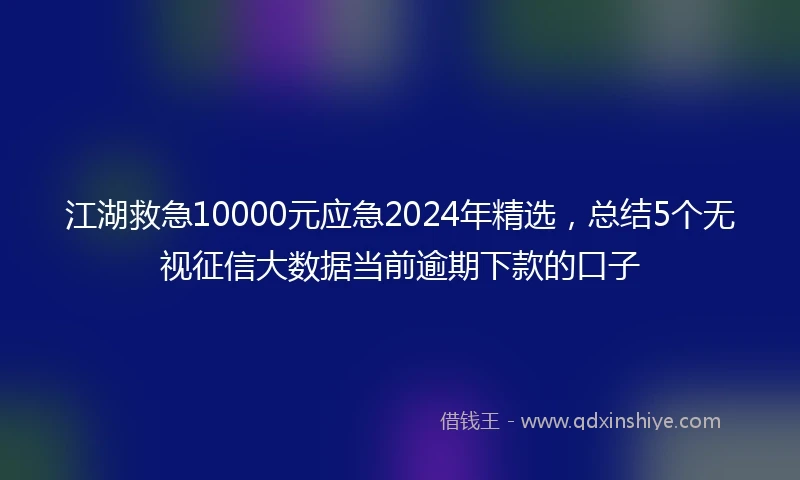 江湖救急10000元应急2024年精选，总结5个无视征信大数据当前逾期下款的口子