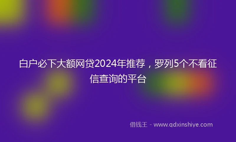 白户必下大额网贷2024年推荐，罗列5个不看征信查询的平台