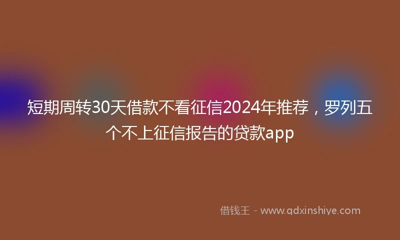 短期周转30天借款不看征信2024年推荐，罗列五个不上征信报告的贷款app