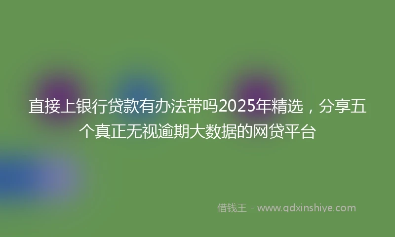 直接上银行贷款有办法带吗2025年精选，分享五个真正无视逾期大数据的网贷平台