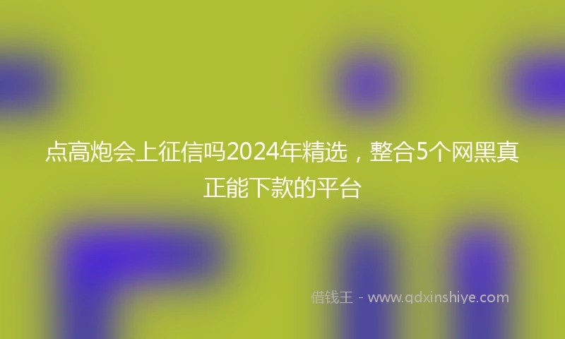 点高炮会上征信吗2024年精选，整合5个网黑真正能下款的平台