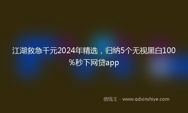 江湖救急千元2024年精选，归纳5个无视黑白100%秒下网贷app