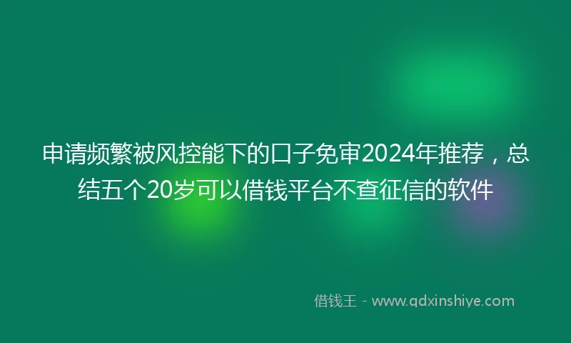 申请频繁被风控能下的口子免审2024年推荐，总结五个20岁可以借钱平台不查征信的软件