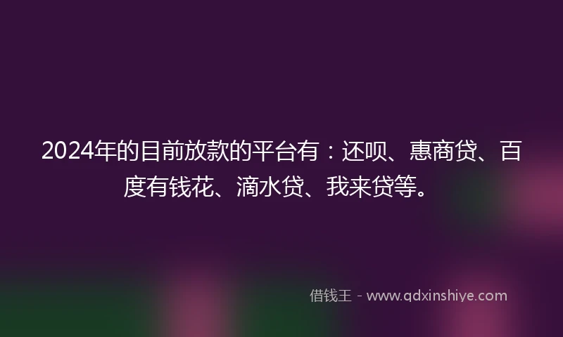 2024年的目前放款的平台有：还呗、惠商贷、百度有钱花、滴水贷、我来贷等。