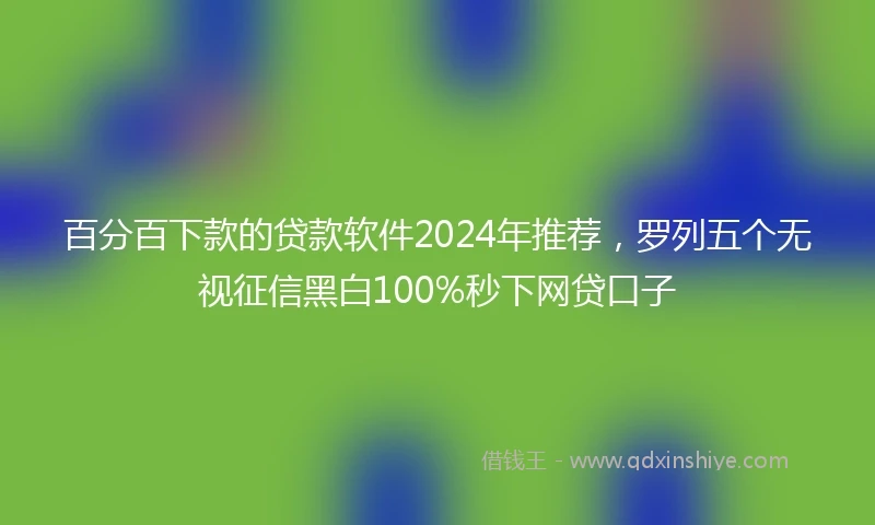 百分百下款的贷款软件2024年推荐，罗列五个无视征信黑白100%秒下网贷口子