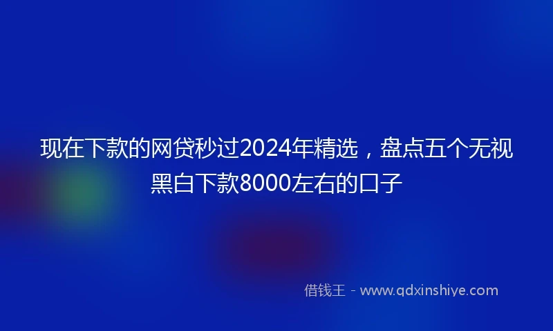 现在下款的网贷秒过2024年精选，盘点五个无视黑白下款8000左右的口子