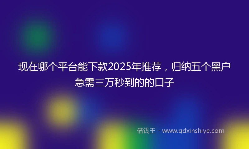 现在哪个平台能下款2025年推荐，归纳五个黑户急需三万秒到的的口子