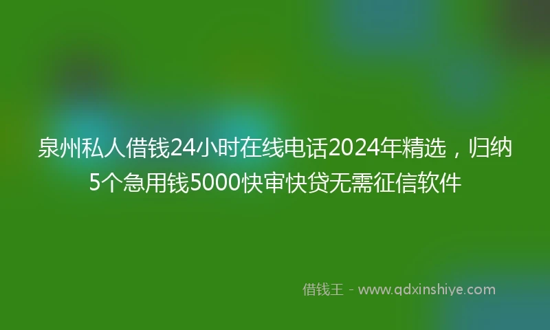 泉州私人借钱24小时在线电话2024年精选，归纳5个急用钱5000快审快贷无需征信软件