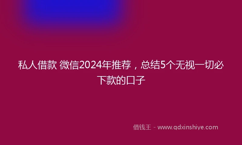 私人借款 微信2024年推荐，总结5个无视一切必下款的口子