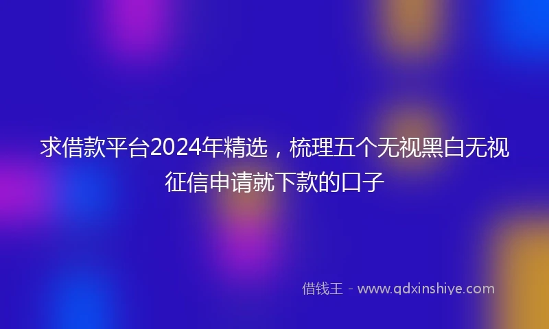 求借款平台2024年精选，梳理五个无视黑白无视征信申请就下款的口子