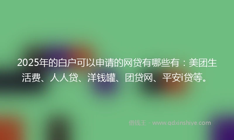 2025年的白户可以申请的网贷有哪些有：美团生活费、人人贷、洋钱罐、团贷网、平安i贷等。