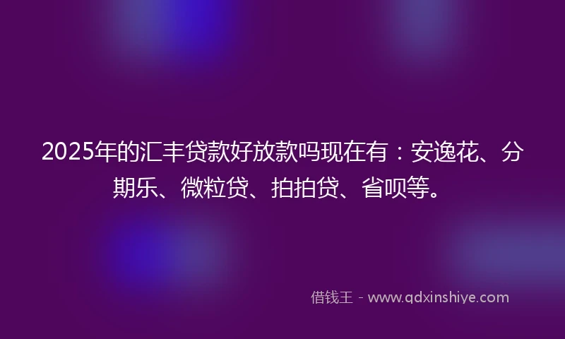 2025年的汇丰贷款好放款吗现在有：安逸花、分期乐、微粒贷、拍拍贷、省呗等。
