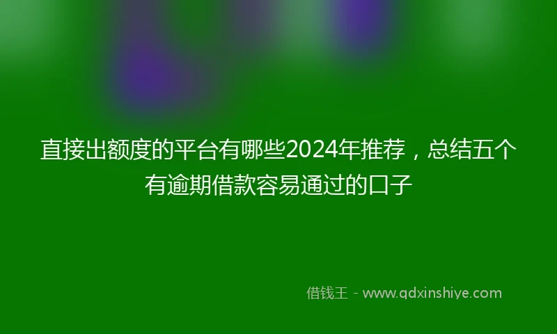 直接出额度的平台有哪些2024年推荐，总结五个有逾期借款容易通过的口子