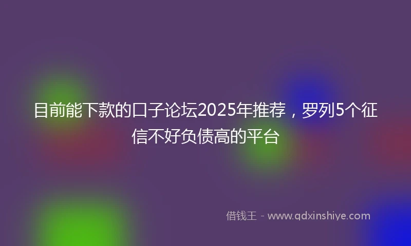 目前能下款的口子论坛2025年推荐，罗列5个征信不好负债高的平台