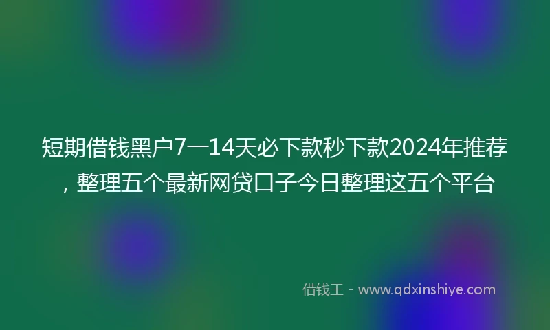 短期借钱黑户7一14天必下款秒下款2024年推荐，整理五个最新网贷口子今日整理这五个平台