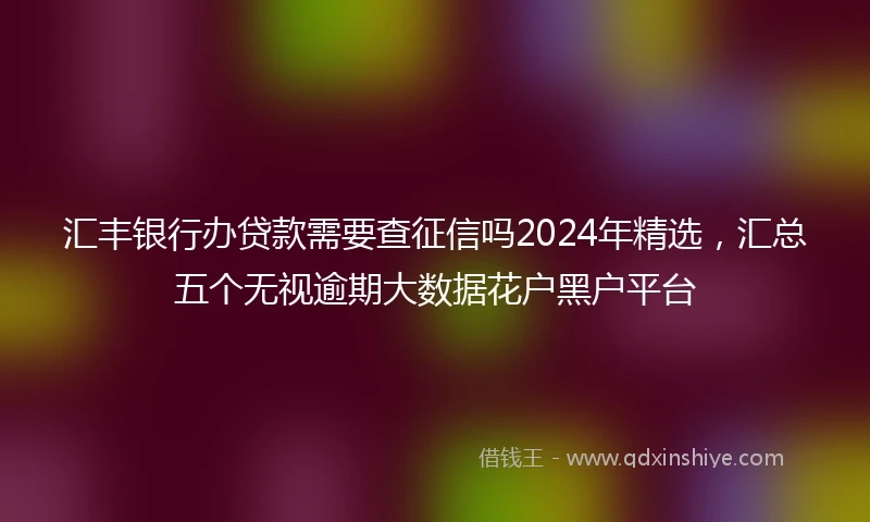 汇丰银行办贷款需要查征信吗2024年精选，汇总五个无视逾期大数据花户黑户平台