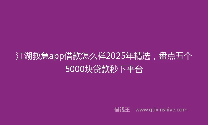江湖救急app借款怎么样2025年精选，盘点五个5000块贷款秒下平台