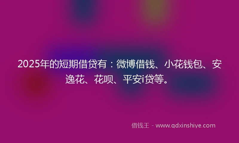 2025年的短期借贷有：微博借钱、小花钱包、安逸花、花呗、平安i贷等。