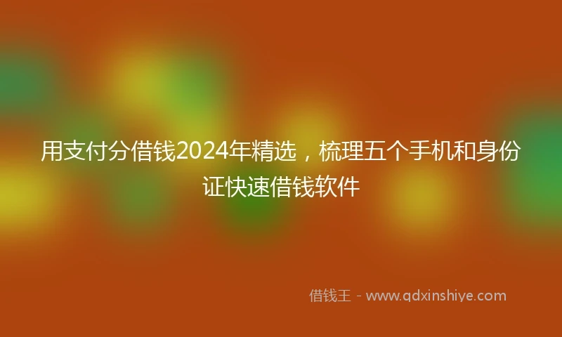 用支付分借钱2024年精选，梳理五个手机和身份证快速借钱软件
