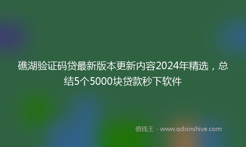 礁湖验证码贷最新版本更新内容2024年精选，总结5个5000块贷款秒下软件