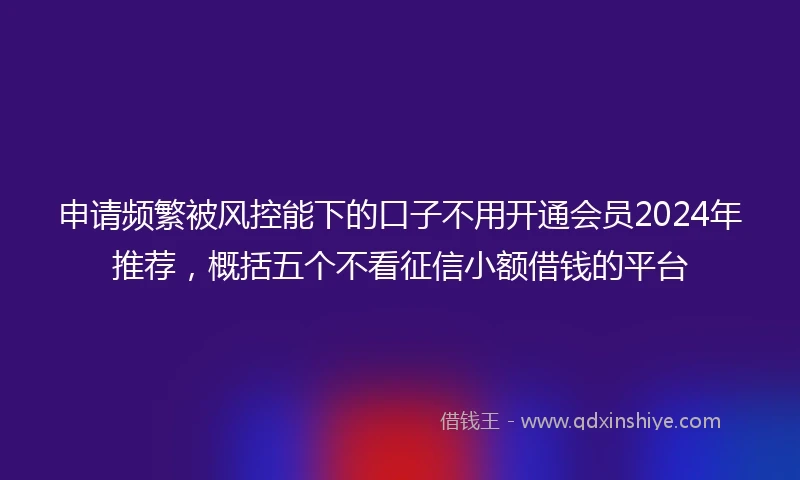 申请频繁被风控能下的口子不用开通会员2024年推荐，概括五个不看征信小额借钱的平台