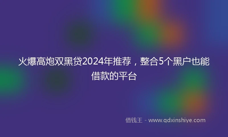 火爆高炮双黑贷2024年推荐，整合5个黑户也能借款的平台