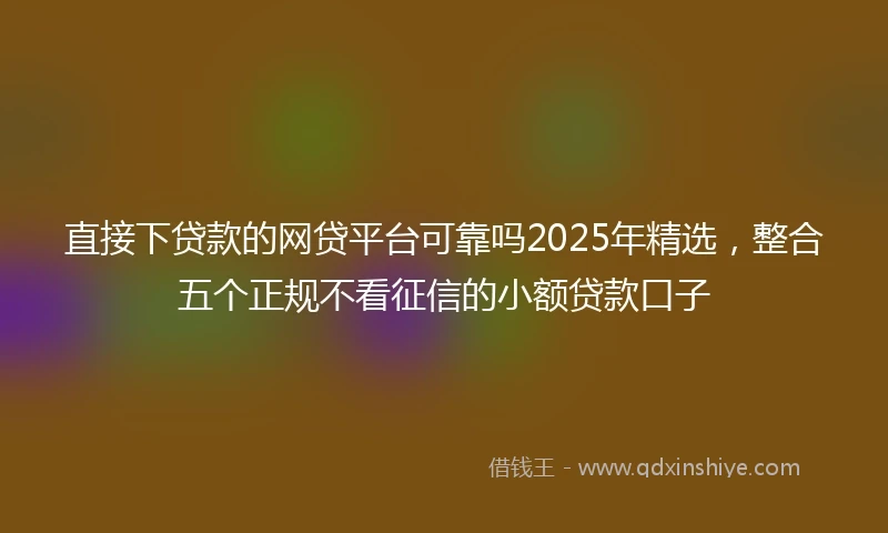直接下贷款的网贷平台可靠吗2025年精选，整合五个正规不看征信的小额贷款口子
