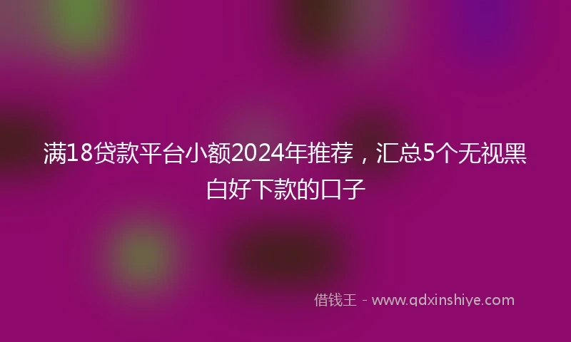 满18贷款平台小额2024年推荐，汇总5个无视黑白好下款的口子