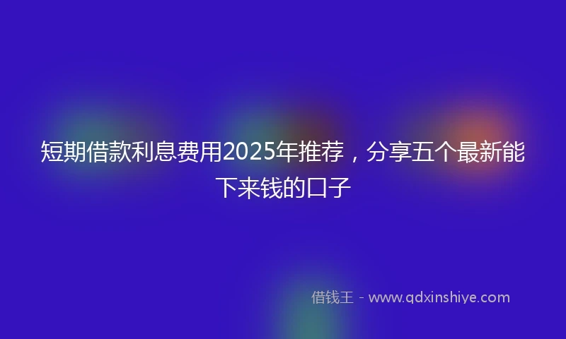 短期借款利息费用2025年推荐，分享五个最新能下来钱的口子