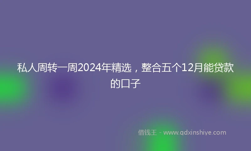 私人周转一周2024年精选，整合五个12月能贷款的口子
