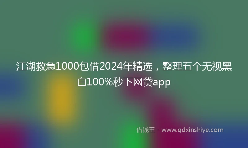 江湖救急1000包借2024年精选，整理五个无视黑白100%秒下网贷app