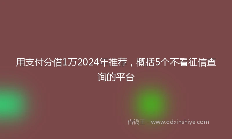 用支付分借1万2024年推荐,概括5个不看征信查询的平台