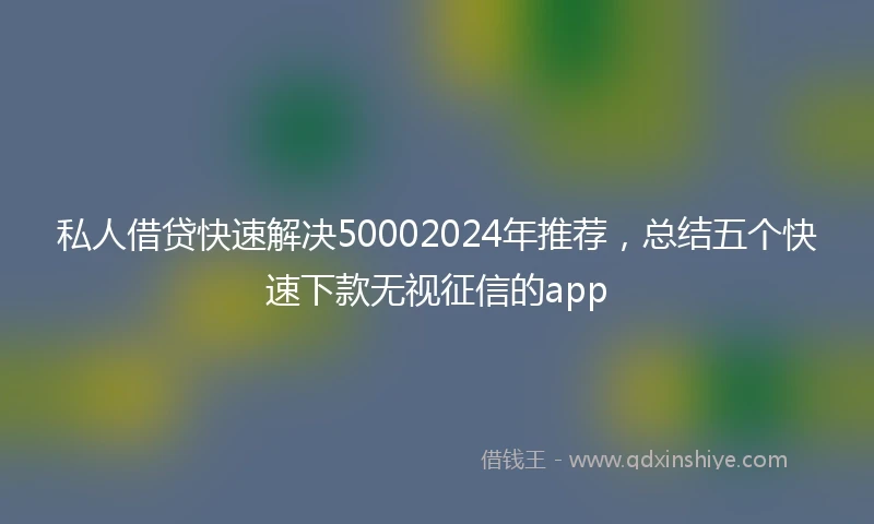 私人借贷快速解决50002024年推荐，总结五个快速下款无视征信的app