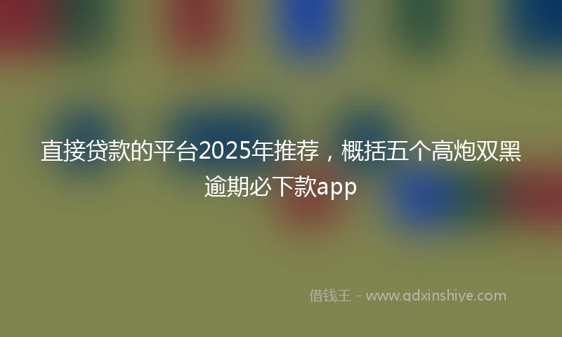 直接贷款的平台2025年推荐，概括五个高炮双黑逾期必下款app
